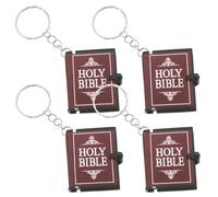 HIAKDOFT 4 pièces Lot de Porte-clés Pendentif Mini Bible et Argent Inspiration Portable et Cadeau Communion Accessoires Élégants pour Église et Fête