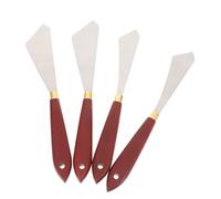 HIAKDOFT 4 pièces Set de Spatules pour Peinture à Huile avec Manche Bois Outils de Mélange et Grattage pour Artistes Légères et Portables pour Toile et Supports Divers