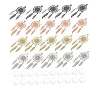 HIAKDOFT 40 pièces Pendentifs DIY Attrape-rêves avec Cabochons Verre Ornements Suspendus Décoratifs pour Bijoux et Décoration Maison