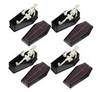 HIAKDOFT 4ensembles Mini Coffin with Skeleton Set Fun Prank Props for Halloween Decoration Creative Tabletop Decor for Parties and Stage Events