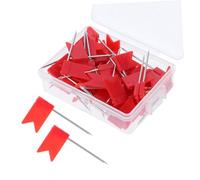 HIAKDOFT 50 Pièces Lot de Épingles Drapeaux Rouges pour Tableau Liège Punaise Carte Pratique pour Marquage Usage Polyvalent Bureau École Maison Identification Facile