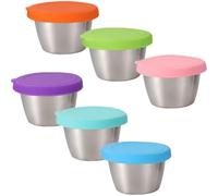 HIAKDOFT 6 pièces Lot de Boîtes à Sauce Miniatures avec Couvercles Silicone Étanches Distributeurs pour Vinaigre et Sauce Soja Boîtes Inox pour Condiments Extérieur pour Repas et Pique-