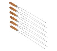 HIAKDOFT 6 Pièces Lot de Brochettes Barbecue Inox à Double Fourchette Poignée Réutilisables et Résistantes pour Rôtir Viandes et Légumes Extérieur