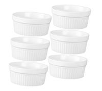 HIAKDOFT 6 pièces Lot de Ramequins Céramique pour Pudding et Cuisson Moules à Dessert Chauffants Tasses à Pâtisserie Durables et Faciles à Nettoyer