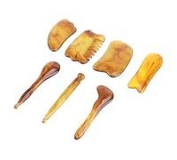 HIAKDOFT 7pièces Set De Outils De Massage Gua Sha Pour Corps Et Visage Plaque De Grattage Traditionnelle Outil De Soins Corporels Inoxydable Améliore La Circulation Sanguine Et