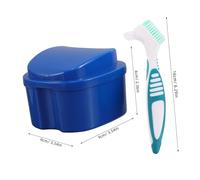 HIAKDOFT 8 Pièces Coffret de Bain pour Dentier Forme Pomme avec Brosse Souple Boîte de Rangement pour Appareils Dentaires Nettoyage Doux et Trempage Voyage et Usage
