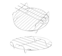HIAKDOFT Accessoire Friteuse à Air Ronde Acier Inoxydable Double Grill Rack pour Cuisson Vapeur et Gril Nettoyage Facile Compatible Cuisine Quotidienne