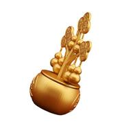 HIAKDOFT Arbre à Monnaie Chinois Doré avec WU Lou Rotatif Statue Arbre de Fortune Artificiel pour Décoration Salon Meuble TV Symbole de Chance pour Nouvelle Entreprise et Nouvel an Chinois