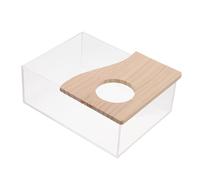 HIAKDOFT Bac à Sable pour Hamster et Chinchilla en Acrylique, Bain de Sable Transparent Demi-Couvercle, Accessoire pour Habitat Domestique et Animalerie