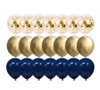 HIAKDOFT Ballons de Fête en Latex 12 Pouces 50 Pièces Bleu Marine Blanc Or Confettis pour Décoration Anniversaire et Événements Festifs