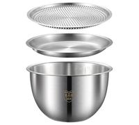 HIAKDOFT Bassine en Acier Inoxydable 3 Pièces - Bol Passoire Multifonction pour Fruits, Riz et Salade, Set Ustensiles la Cuisine Pratique et Solide pour Égoutter et Mélanger, Usage