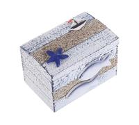 HIAKDOFT Boîte à Bijoux Bois Style Méditerranéen avec Compartiments Rangement Trousseau Plage Vintage Organisateur Polyvalent pour Bijoux et Petits Objets Boîte Décorative pour Étagère ou