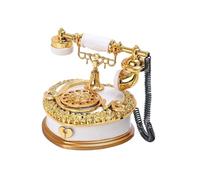 HIAKDOFT Boîte à Musique Rétro de Téléphone Vintage Blanc, Coffret de Rangement Décoratif pour Bureau, Accessoire de Décoration Intérieure, Objet Musical Décoratif pour Maison et Espace