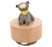 HIAKDOFT Boîte à Musique Rotative de Petit Ours, Bois Naturel, Décoration de Chambre et Bureau, Boîte à Musique à Remontoir, Présent Saint Valentin pour Femmes et Filles