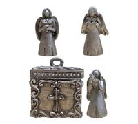 HIAKDOFT Boîte à Prières Miniature en Résine et Étain avec Trois Breloques Anges Coffret Spirituel Léger et Ouvrable pour Rangement de Prières Décoration Inspirante et Présent