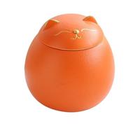 HIAKDOFT Boîte à Thé Céramique Étanche avec Couvercle Hermétique Pot de Rangement Alimentaire Compact Pot à Thé Maneki Neko Orange Stockage pour Cuisine et Bureau