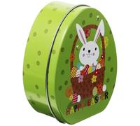 HIAKDOFT Boîte de Décoration de Pâques en Fer-blanc Couvercle Porte-bonbons Lapin Vert Boîte à Dragées et Étui à Biscuits Coffret Présent pour Fêtes et Goûters de Pâques pour Friandises