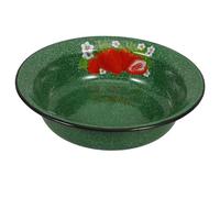 HIAKDOFT Bol Mélangeur en Émail Épais 22 Cm, Bol à Soupe Profond, Saladier Vintage Vert Blanc à Pois Motifs Fraises, Ustensile la Cuisine Polyvalent pour Maison et Restauration