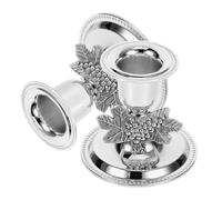 HIAKDOFT Bougeoir Vintage Conique en Métal Argenté 7x7x6,4 Cm Duo Décoratif Shabbat pour Centre De Table De Bureau Et Repas Festifs