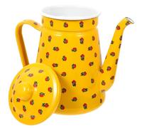 HIAKDOFT Bouilloire à Café en Émail 15 L Jaune avec Bec Col de Cygne Pot d'Eau Portable Cuisine et Camping Théière Traditionnelle sans Substances Nocives Compatible Feu Gaz et