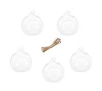 HIAKDOFT Boules de Verre Suspendues 5 Pcs avec Corde 9 M Photophores Décoratifs Mariage en Verre Borosilicate 10 CM Fond Plat Décorations Romantiques pour Cérémonie et Fête