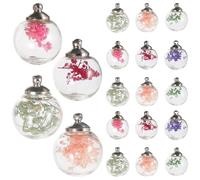 HIAKDOFT Boules Décoratives Creuses en Verre Transparentes 20 Pcs, Mini Fleurs Séchées pour Bijoux Décoratifs DIY, Accessoires pour Bracelets, Colliers et Créations Artisanales Fleuristes