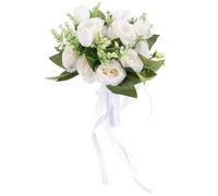 HIAKDOFT Bouquet de Mariée Artificiel Blanc Bouquet de Mariage Léger et Solide Accessoire Photo Floral pour Cérémonie Nuptiale et Fête Prénuptiale Fleur de Mariée Décorative Réaliste