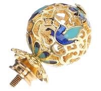 HIAKDOFT Bouton de Couvercle pour Bouilloire en Métal Doré 1,6 Cm, Style Vintage Palais, Accessoire de Théière en Émail Cloisonné Bleu, Compatible Plupart des Couvercles de Bouilloires,
