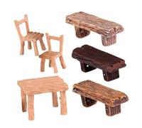HIAKDOFT Chaises et Table Miniature Résine pour Maison de Poupée Décoration Micro Paysage Mobilier Rustique pour Bureau et Coin Lecture Compactes et Détaillées