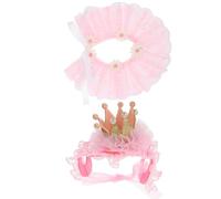 HIAKDOFT Chapeau d'anniversaire pour Animaux de Compagnie Collier et Écharpe Princesse Rose Ensemble 2 Pièces pour Chien et Chat Accessoire Décoratif pour Fête et Photo