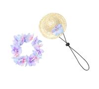 HIAKDOFT Chapeau et Guirlande Hawaïenne pour Chien et Chat Protection Solaire et Accessoire Photo pour Races