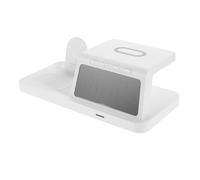 HIAKDOFT Chargeur sans Fil avec Horloge Veilleuse Intégrée Charge Rapide 15W Station de Charge de Bureau Portable Compatible Multi-Appareils Blanc