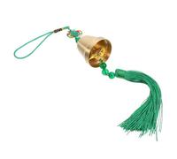 HIAKDOFT Cloche Décorative en Laiton Vintage avec Pompon Vert, Pendentif Suspendu Artisanal, Ornement Maison et Voiture, Breloque Cloche pour Décoration Intérieure et Noël