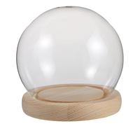 HIAKDOFT Cloche Verre Transparente avec Socle Øcm Vitrine Protectrice pour Fleurs Séchées et Figurines Argile Décoration de Bureau Verre