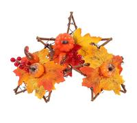 HIAKDOFT Couronne d'halloween 3 Pièces 20-25 CM en Matériaux Synthétiques Étoiles à Cinq Branches et Citrouilles Décoratives, Décoration Murale et Porte pour Fête Automnale