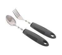 HIAKDOFT Couverts Lestés Anti-tremblements Pour Personnes Âgées 2 Pièces Acier Inoxydable Manche Caoutchouc Flexible Pliable Confort Autonomie Repas Adapté Bien-