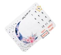 HIAKDOFT Couverture Photo Mensuelle Bébé Motif Lune Fleur, Tapis de Fond Doux et Cosy pour Suivi Croissance Bébé Fille ou Garçon, Accessoire Studio Photo Naissance Shower