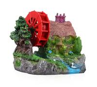HIAKDOFT Décor Aquarium Maison Chaumière avec Roue à Eau Miniature Résine Cachette et Paysage Réaliste pour Aménagement Réservoir Eau Fish Tank