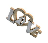 HIAKDOFT Décoration Artisanale en Bois Love Double Couche Ornement de Lettre Décoratif Mariage Accessoire Déco Centre de Table Saint-Valentin Pièce Maîtresse Romantique Bois Naturel