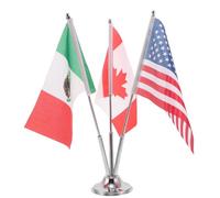 HIAKDOFT Drapeau de Bureau Mexicain Canadien et Américain avec Base Métallique Stable Mini Drapeau de Table pour Réunions Événements Diplomatiques et Décoration Nationale