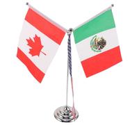 HIAKDOFT Ensemble de Drapeaux de Table États-Unis Mexique et Canada avec Socle en Métal Robuste Mini Support Portable pour Bureau et Salle de Réunion Décoration Internationale Compacte