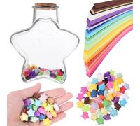 HIAKDOFT Ensemble Décoratif 540 Étoiles Origami Colorées avec Bocal en Verre Transparent Papier Plié pour Loisirs Créatifs Décoration Chambre et Présent Anniversaire DIY Maison et Fête