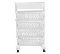 HIAKDOFT Étagère à Livres Mobile Blanche 4 Niveaux 1 Tiroir Chariot à roulettes Pivotantes pour Rangement Multifonctionnel Bureau et Maison Organisateur Compact pour Espace Réduit