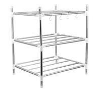 HIAKDOFT Étagère de Cuisine Acier Inoxydable Multifonctionnelle Rangement Pratique pour Ustensiles et Condiments Organisateur Compact pour Petites Surfaces et Appartements