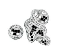 HIAKDOFT Figurine Miniature Phoque Disco Argentée Décoration Maison Ludique avec Mini Boule Miroir pour Salon Bureau Chambre