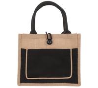 HIAKDOFT Fourre-Tout en Toile de Jute Réutilisable Grand Cabas à Main Noir Paquet de Courses Imperméable Polyvalent pour Épicerie Plage et Voyage Léger et Solide Grand Volume de