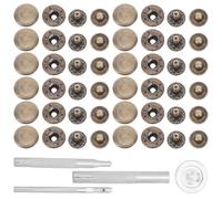 HIAKDOFT Kit de Boutons-Pression Métalliques Bronze Antique 15 MM avec 4 Outils de Pose Boîte de Rangement Compacte pour Paquet Vêtements Jeans et Réparation de Cuir Accessoires de