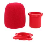 HIAKDOFT Kit de Protection Microphone avec Mousse Vent Rouge Anneau Silicone Roulement et Manche Stabilisateur pour Micro à Main et Performances Extérieur