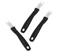 HIAKDOFT Lève-Grille de Cuisson en Acier Inoxydable 3 Pièces pour Barbecue Extérieur, Outil Multifonction Portable Pied de Biche Anti-brûlure, Poignée Noire Ergonomique, Accessoire Levage