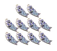 HIAKDOFT Lot De 10 Breloques Carpe Ornement à Suspendre Bleu 34x13 Mm Alliage Diy Pour Bijoux Porte-clés Paquet Loisirs Créatifs Présent Fête Saison Printemps